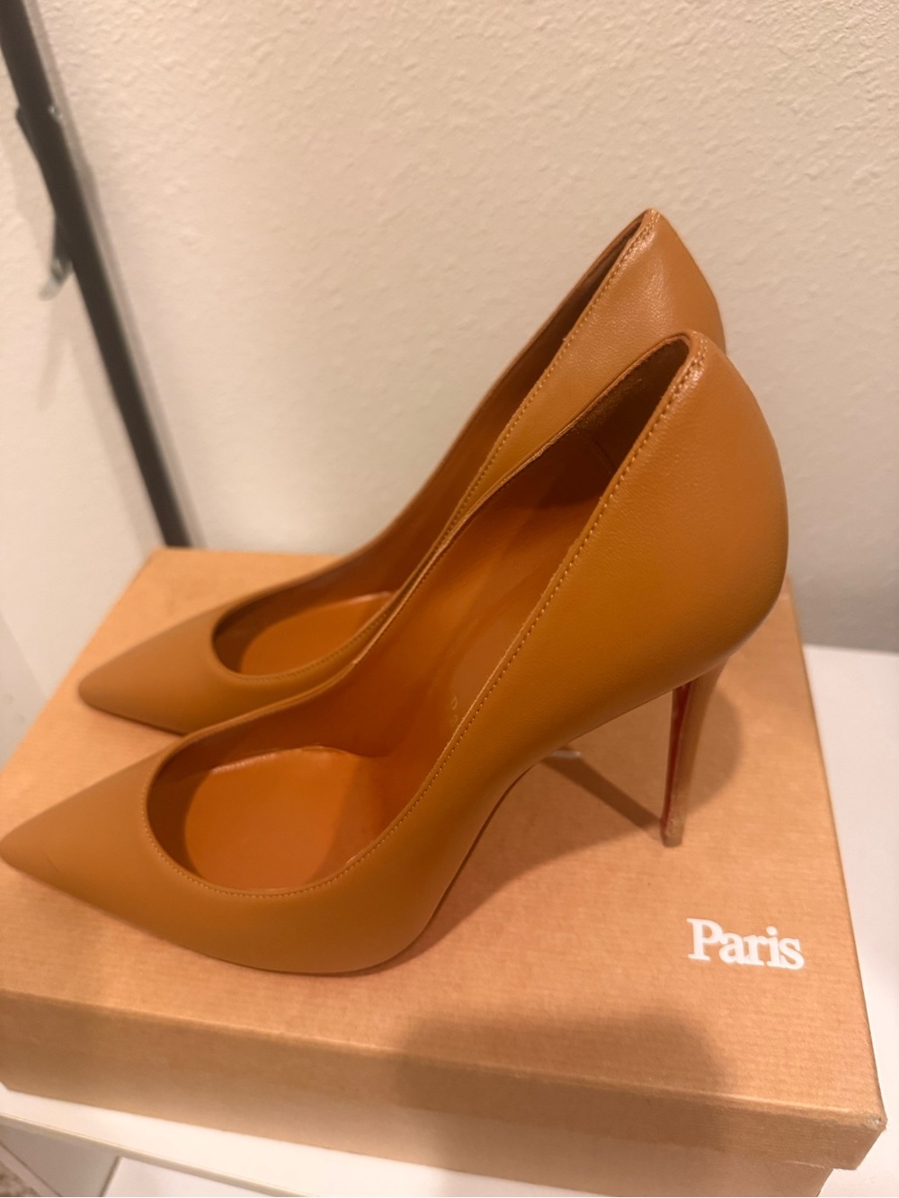 Christian Louboutin Camel Napa Kate 100 Pumps (38)